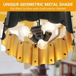 Bailey 3-Light Black Semi-Flush Mounted Light with Stamped Corrugated Metal by TRIBESIGNS WAY TO ORIGIN -Outlet OttLite Store black tribesigns way to origin chandeliers hd sf0180 fa 1000