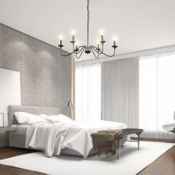 6-Light Bailey Black Island Chandelier 35 in. Modern Farmhouse Candlestick Chandelier by TRIBESIGNS WAY TO ORIGIN -Outlet OttLite Store black tribesigns way to origin chandeliers hd sfzy102 21 31 1000