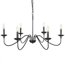 6-Light Bailey Black Island Chandelier 35 in. Modern Farmhouse Candlestick Chandelier by TRIBESIGNS WAY TO ORIGIN