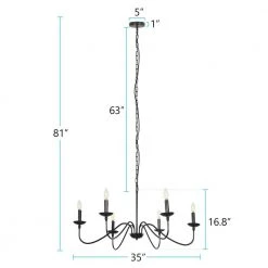 6-Light Bailey Black Island Chandelier 35 in. Modern Farmhouse Candlestick Chandelier by TRIBESIGNS WAY TO ORIGIN -Outlet OttLite Store black tribesigns way to origin chandeliers hd sfzy102 21 77 1000