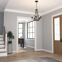 Bailey 5-Light Matte Black Chandelier with Clear Glass Shades by TRIBESIGNS WAY TO ORIGIN -Outlet OttLite Store black tribesigns way to origin chandeliers hd zsf0115 4f 1000