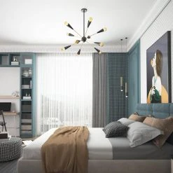 Bailey 10-Light Black Modern Sputnik Cluster Chandelier by TRIBESIGNS WAY TO ORIGIN -Outlet OttLite Store black tribesigns way to origin chandeliers hd zsf0139 1f 1000