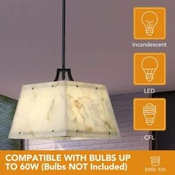 Bonnie 3-Light Alabaster Pendant Light Genuine Marble Hanging Light by TRIBESIGNS WAY TO ORIGIN 12 Bonnie 3-Light Alabaster Pendant Light Genuine Marble Hanging Light by TRIBESIGNS WAY TO ORIGIN -Outlet OttLite Store black tribesigns way to origin chandeliers hd zy20182 4f 1000