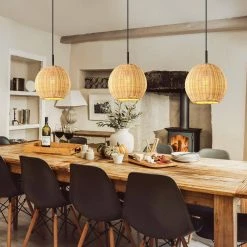 Bonnie 1-Light Black Rattan Pendant Light with Handmade Woven Shade for Kitchen Island Dining Room Living Room by TRIBESIGNS WAY TO ORIGIN -Outlet OttLite Store black tribesigns way to origin chandeliers hd zy20185 31 1000
