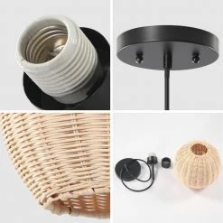 Bonnie 1-Light Black Rattan Pendant Light with Handmade Woven Shade for Kitchen Island Dining Room Living Room by TRIBESIGNS WAY TO ORIGIN -Outlet OttLite Store black tribesigns way to origin chandeliers hd zy20185 66 1000