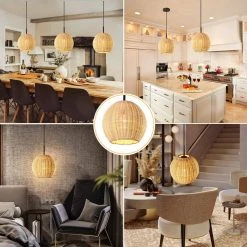 Bonnie 1-Light Black Rattan Pendant Light with Handmade Woven Shade for Kitchen Island Dining Room Living Room by TRIBESIGNS WAY TO ORIGIN -Outlet OttLite Store black tribesigns way to origin chandeliers hd zy20185 77 1000