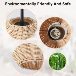 Bonnie 1-Light Black Rattan Pendant Light with Handmade Woven Shade for Kitchen Island Dining Room Living Room by TRIBESIGNS WAY TO ORIGIN -Outlet OttLite Store black tribesigns way to origin chandeliers hd zy20185 a0 1000