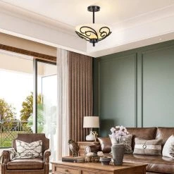 Bailey 14.1-in. 2-Light White Semi-Flush Mount Light by TRIBESIGNS WAY TO ORIGIN -Outlet OttLite Store black tribesigns way to origin flush mount lights hd sf0129 cx 1f 1000