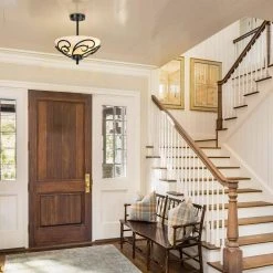 Bailey 14.1-in. 2-Light White Semi-Flush Mount Light by TRIBESIGNS WAY TO ORIGIN -Outlet OttLite Store black tribesigns way to origin flush mount lights hd sf0129 cx 31 1000