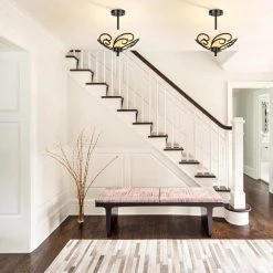 Bailey 14.1-in. 2-Light White Semi-Flush Mount Light by TRIBESIGNS WAY TO ORIGIN -Outlet OttLite Store black tribesigns way to origin flush mount lights hd sf0129 cx 4f 1000