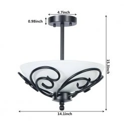 Bailey 14.1-in. 2-Light White Semi-Flush Mount Light by TRIBESIGNS WAY TO ORIGIN -Outlet OttLite Store black tribesigns way to origin flush mount lights hd sf0129 cx 76 1000