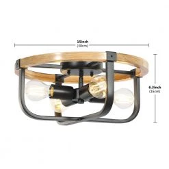 Bailey 4-Light 15 in. Black plus Brown Flush Mount Light by TRIBESIGNS WAY TO ORIGIN -Outlet OttLite Store black tribesigns way to origin flush mount lights hd sf0137zy 77 1000