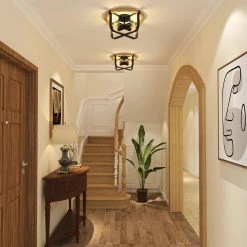 Bailey 4-Light 15 in. Black plus Brown Flush Mount Light by TRIBESIGNS WAY TO ORIGIN -Outlet OttLite Store black tribesigns way to origin flush mount lights hd sf0137zy c3 1000