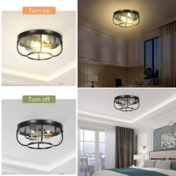 14 in. 2-Light Black Flush Mount Ceiling Light with Bubble Glass Shape by TRIBESIGNS WAY TO ORIGIN -Outlet OttLite Store black tribesigns way to origin flush mount lights hd sf0511l 44 1000