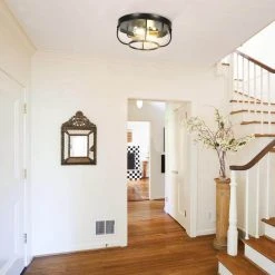 14 in. 2-Light Black Flush Mount Ceiling Light with Bubble Glass Shape by TRIBESIGNS WAY TO ORIGIN -Outlet OttLite Store black tribesigns way to origin flush mount lights hd sf0511l 4f 1000