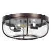 Crystal 13.2 in. 3-Light Matte Black Dome Ceiling Semi- Flush Mount Light with Open Seeded Glass Shade by TRIBESIGNS WAY TO ORIGIN
