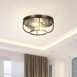 Crystal 13.2 in. 3-Light Matte Black Dome Ceiling Semi- Flush Mount Light with Open Seeded Glass Shade by TRIBESIGNS WAY TO ORIGIN -Outlet OttLite Store black tribesigns way to origin flush mount lights hd zsf0152 c3 1000