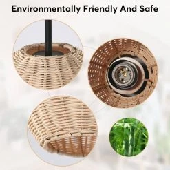 Bonnie 9.3 in. 1-Light Black Semi-Flush Mount with Handmade Woven Rattan Shade for Dining Room Living Room by TRIBESIGNS WAY TO ORIGIN -Outlet OttLite Store black tribesigns way to origin flush mount lights hd zy20186 4f 1000