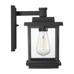 Hostin 1-Light Black Hardwired Square Outdoor Wall Lantern Sconce with Clear Glass Shade by TRIBESIGNS WAY TO ORIGIN -Outlet OttLite Store black tribesigns way to origin outdoor sconces hd ggthz00013 1d 1000