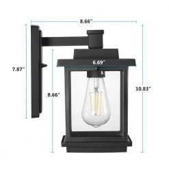 Hostin 1-Light Black Hardwired Square Outdoor Wall Lantern Sconce with Clear Glass Shade by TRIBESIGNS WAY TO ORIGIN -Outlet OttLite Store black tribesigns way to origin outdoor sconces hd ggthz00013 40 1000