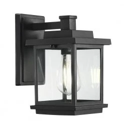 Hostin 1-Light Black Hardwired Square Outdoor Wall Lantern Sconce with Clear Glass Shade by TRIBESIGNS WAY TO ORIGIN