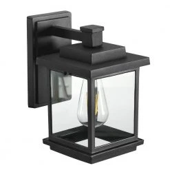 Hostin 1-Light Black Hardwired Square Outdoor Wall Lantern Sconce with Clear Glass Shade by TRIBESIGNS WAY TO ORIGIN -Outlet OttLite Store black tribesigns way to origin outdoor sconces hd ggthz00013 a0 1000