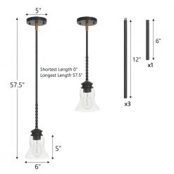 Crystal 1-Light Matte Black Pendant with Clear Glass Shade by TRIBESIGNS WAY TO ORIGIN -Outlet OttLite Store black tribesigns way to origin pendant lights hd zsf0117 77 1000