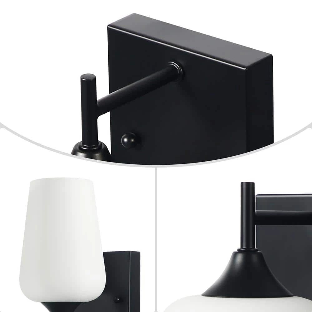 Sandra 4.75 in. 1-Lights Modern Transitional Black Finish Bathroom Vanity Light with Curved Opal Glass Shade by TRIBESIGNS WAY TO ORIGIN 5 Sandra 4.75 in. 1-Lights Modern Transitional Black Finish Bathroom Vanity Light with Curved Opal Glass Shade by TRIBESIGNS WAY TO ORIGIN - Image 5