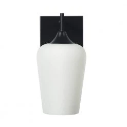 Sandra 4.75 in. 1-Lights Modern Transitional Black Finish Bathroom Vanity Light with Curved Opal Glass Shade by TRIBESIGNS WAY TO ORIGIN