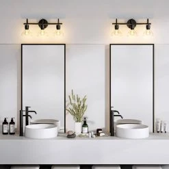 Bailey 5-Lights Black and Gold Linear Chandelier, Industrial Iron Kitchen Island Pendant Light with Exposed Design by TRIBESIGNS WAY TO ORIGIN -Outlet OttLite Store black tribesigns way to origin vanity lighting hd sf0076 4f 1000