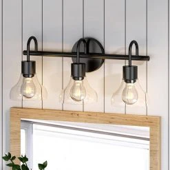 Bailey 5-Lights Black and Gold Linear Chandelier, Industrial Iron Kitchen Island Pendant Light with Exposed Design by TRIBESIGNS WAY TO ORIGIN -Outlet OttLite Store black tribesigns way to origin vanity lighting hd sf0076 77 1000