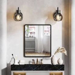 Sabine 5 in. 1-Light Modern Black Smoke Glass Ball Vanity Light Globe Shade Bathroom Wall Sconce by TRIBESIGNS WAY TO ORIGIN -Outlet OttLite Store black tribesigns way to origin vanity lighting th sf0219 wzz 31 1000