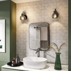 Sabine 5 in. 1-Light Modern Black Smoke Glass Ball Vanity Light Globe Shade Bathroom Wall Sconce by TRIBESIGNS WAY TO ORIGIN -Outlet OttLite Store black tribesigns way to origin vanity lighting th sf0219 wzz 44 1000