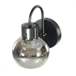 Sabine 5 in. 1-Light Modern Black Smoke Glass Ball Vanity Light Globe Shade Bathroom Wall Sconce by TRIBESIGNS WAY TO ORIGIN