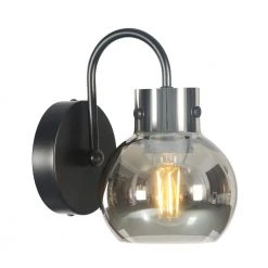Sabine 5 in. 1-Light Modern Black Smoke Glass Ball Vanity Light Globe Shade Bathroom Wall Sconce by TRIBESIGNS WAY TO ORIGIN -Outlet OttLite Store black tribesigns way to origin vanity lighting th sf0219 wzz 77 1000