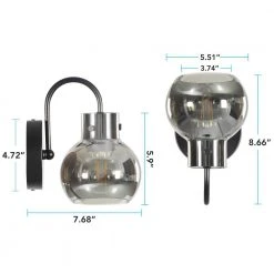 Sabine 5 in. 1-Light Modern Black Smoke Glass Ball Vanity Light Globe Shade Bathroom Wall Sconce by TRIBESIGNS WAY TO ORIGIN -Outlet OttLite Store black tribesigns way to origin vanity lighting th sf0219 wzz fa 1000