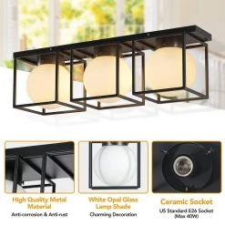 Hostin 3-Light Black Wall Sconce with Globe Flush Mount Opal Glass Shade by TRIBESIGNS WAY TO ORIGIN -Outlet OttLite Store black tribesigns way to origin wall sconces hd zysf0189 1f 1000