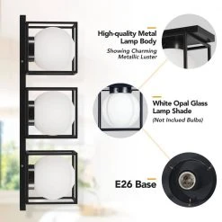 Hostin 3-Light Black Wall Sconce with Globe Flush Mount Opal Glass Shade by TRIBESIGNS WAY TO ORIGIN -Outlet OttLite Store black tribesigns way to origin wall sconces hd zysf0189 44 1000