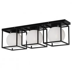 Hostin 3-Light Black Wall Sconce with Globe Flush Mount Opal Glass Shade by TRIBESIGNS WAY TO ORIGIN