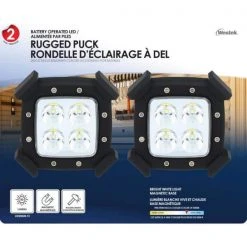 LED Rugged Under Cabinet Puck Lighting (2-Pack) by Westek -Outlet OttLite Store black westek puck lights lwrugged2 t 44 1000