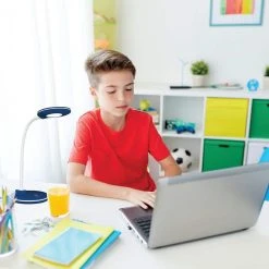 Wellness Series 16 in. Blue/White Study LED Desk Lamp with 3 Brightness Settings by OttLite -Outlet OttLite Store blue ottlite desk lamps cs20580w fa 1000