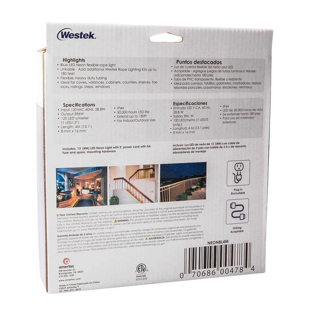 Indoor/Outdoor 13.1 ft. Neon LED Blue Rope Light Kit by Westek 6 Indoor/Outdoor 13.1 ft. Neon LED Blue Rope Light Kit by Westek - Image 6