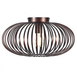 Crystal 15 in. 1-Light Bronze Iron Modern Semi-Flush Mount Farmhouse Lantern Shade Oil Rubbed Ceiling Lamp Home Office by TRIBESIGNS WAY TO ORIGIN