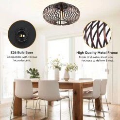 Crystal 15 in. 1-Light Bronze Iron Modern Semi-Flush Mount Farmhouse Lantern Shade Oil Rubbed Ceiling Lamp Home Office by TRIBESIGNS WAY TO ORIGIN -Outlet OttLite Store bronze tribesigns way to origin flush mount lights th sf0195 wzz fa 1000