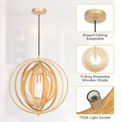 Bailey 1-Light Brown Rustic Geometric Pendant Light by TRIBESIGNS WAY TO ORIGIN -Outlet OttLite Store brown tribesigns way to origin chandeliers hd zysf0134 fa 1000