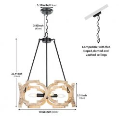 Crystal 4-Light Brown Farmhouse Cage Pendant Light with Hand-Painted Aged Wood Accent by TRIBESIGNS WAY TO ORIGIN -Outlet OttLite Store brown tribesigns way to origin pendant lights hd zsf0150 77 1000