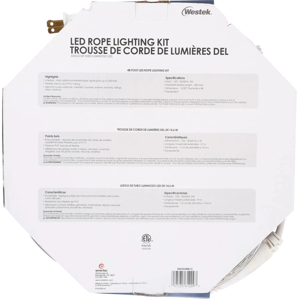 Indoor/Outdoor 48 ft. White LED Rope Light Kit by Westek 2 Indoor/Outdoor 48 ft. White LED Rope Light Kit by Westek - Image 2