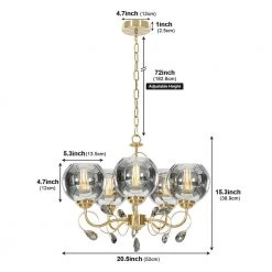 Bailey 20.5 in. 5-Light Modern Gold Chandelier with Clear Chrome Glass Shades by TRIBESIGNS WAY TO ORIGIN -Outlet OttLite Store gold tribesigns way to origin chandeliers hd zsf0145 77 1000