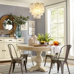 Bailey 3-Light Golden Modern Capiz Shell Chandelier Seashell Pendant Light Fixture for Living Room, Bedroom, Entryway by TRIBESIGNS WAY TO ORIGIN -Outlet OttLite Store gold tribesigns way to origin chandeliers hd zy0203 31 1000