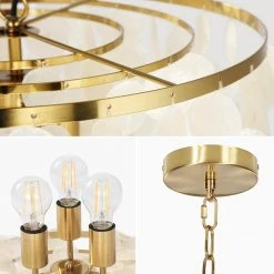 Bailey 3-Light Golden Modern Capiz Shell Chandelier Seashell Pendant Light Fixture for Living Room, Bedroom, Entryway by TRIBESIGNS WAY TO ORIGIN -Outlet OttLite Store gold tribesigns way to origin chandeliers hd zy0203 77 1000